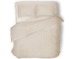 Dekbedovertrek - 200x200/220 - Uni - Satijnstreep / Satijn Streep - Hotel Kwaliteit Satin Stripe - Ivoor