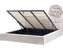 BELIANI BASTON - Bed met opbergruimte - Lichtbeige - 180 x 200 cm - Bouclé