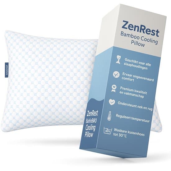 ZenRest Bamboe Koel Kussen – Traagschuim & Verstelbare Vulling – Ademend & Hypoallergeen – Voor Rug-, Zij- en Buikslapers – Luxe Verkoelend Hoofdkussen