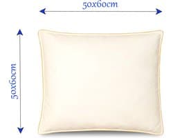 Ganzendons Kussen – 50x60cmcm – 1.0kg Vulling – 100% Katoenen Tijk - Satijnen Bies – Kleur Crème – Medium Stevig