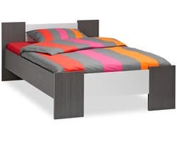 Maxi Bed Woody - 120 x 200 cm - donkergrijs/aluminium