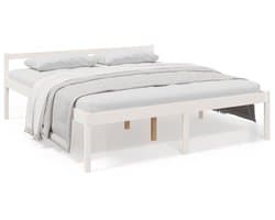 Tweepersoonsbed | Dubbelbed | Volwassenenbed | Seniorenbed massief grenenhout wit 180x200 cm