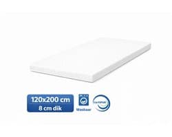 Kikishop Topdekmatras 120x200 – 8 cm HR Koudschuim – Afritsbaar & Wasbaar – CertiPUR® Gecertificeerd – Medium Hardheid – Comfort Matrastopper