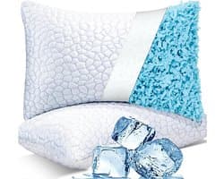 Kussen - Geheugenschuim Kussen - Dubbelzijdig Design Kussen - Koelende Zijde & Zachte Zijde - Verstelbare Hoogte - Gel-Geheugenschuim deeltjes Kussen - Ergonomisch - 1 kussen