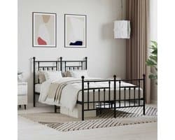 Tweepersoonsbed | Dubbelbed | Volwassenenbed | Bedframe met hoofd- en voeteneinde metaal zwart 120x200 cm