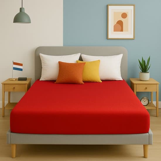 Saphira ESSENTIALS Badstof Hoeslaken – Rood – 160x200 cm – 30 cm Matrashoogte – 80% Katoen / 20% Polyester – 360° Rondom Elastiek – Luxe Comfort & Perfecte Pasvorm