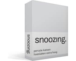 Snoozing - Hoeslaken - Extra hoog - Tweepersoons - 120x220 cm - Percale katoen - Grijs