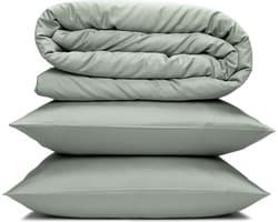 Yodormi - Dekbedovertrek - 100% biologisch katoen - Satijnweving - Premium enkeldraads - Instopstrook - Groen grijs - 200x220