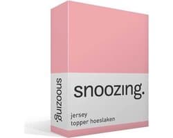 Snoozing Jersey - Topper Hoeslaken - 100% gebreide katoen - 120x200 cm - Roze