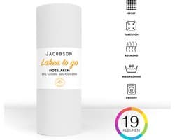 Jacobson - Hoeslaken - 120x200cm - Jersey Katoen - tot 25cm matrasdikte - Wit