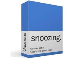 Snoozing - Katoen-satijn - Hoeslaken - Lits-jumeaux - Extra Hoog - 180x200 cm - Meermin