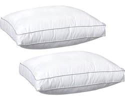 Boxhoofdkussen - Hoofdkussen - 50x60x10 cm - Wit - set van 2 stuks - Navulbaar met ritssluiting - Hoofdkussen Nekklachten - Hoofdkussens Slaapkamer - Geschikt voor rug-, zij- en buikslapers - Orthopedisch - Ergonomisch