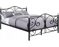 Metalen bed - 140x200 cm - met lattenbodem - zwart