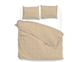 Zohome Dekbedovertrek Lino - Tan Brown - Dekbedovertrek 200x200/220cm - 100% Katoen - Linnen Look - Tweepersoons