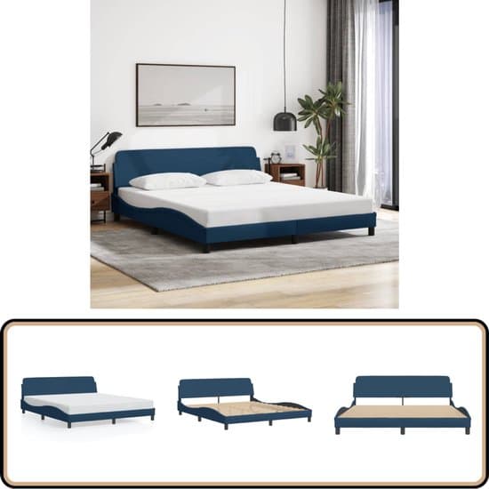 vidaXL Bedframe met hoofdeinde zonder matras 180x200 cm stof blauw