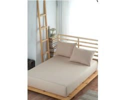 Hoeslaken - 100% Ranforce Katoen - 180x200 cm - Beige - Zacht - Ademend & Hypoallergeen - Elastische Hoeken tot 35 cm - Perfecte Pasvorm - De Linde Home