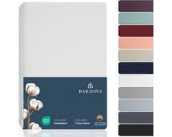 BARBONS hoeslaken 160x200 - hoeslakens Jersey 145 g/m² - 100% katoen - wit