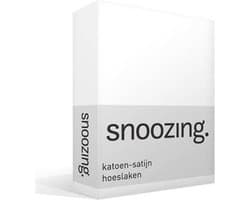 Snoozing - Katoen-satijn - Hoeslaken - Tweepersoons - 140x200 cm - Wit