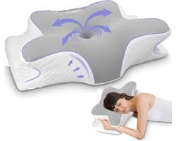 Quincs® Hoofdkussen - Hoofdkussen nekklachten - Anti snurk kussen - Hoofdkussen nekpijn - Zijligkussen volwassenen - verkoelend hoofdkussen - slaapkussen zijslaper - Slaapkussen - Vlinderkussen - verkoelend hoofdkussen