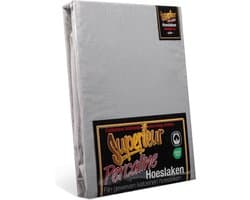 Superieur Hoeslaken - 200x220 cm - Grijs - 100% katoen