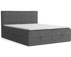 Meuba Home - La Perla Boxspring - Grijs - 160x200 - Stof - Met topper 8cm