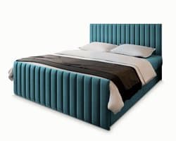 Boxspring ARION 160x200 cm met matras en topper, bedkasten - Blauw