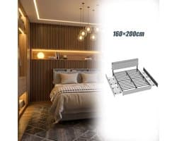 Aufun Gestoffeerd Bedframe Met Lades - 160×200 cm Lichtgrijs - Linnen Stof - Voorzien Van Lades Voor Handige Opbergruimte En Hoge Functionaliteit.