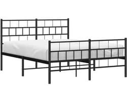 Metalen Bedframe - Ledikant Tweepersoons - Slaapkamer Inrichting - Klassiek Tijdloos Design - 140x200 cm - Zwart