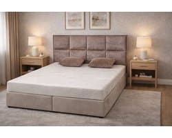 RAHA BED Gestoffeerd Tweepersoonsbed 160x200 Velvet Taupe Inclusief Matras