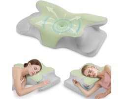 Memory Foam Kussen - Ergonomisch Nek Kussen - Slaap Kussen - Zij Slaper Kussen - Comfortabel Kussen - Vlinder Kussen voor Zij-, Rug- en Buikslapers (Mint Groen)
