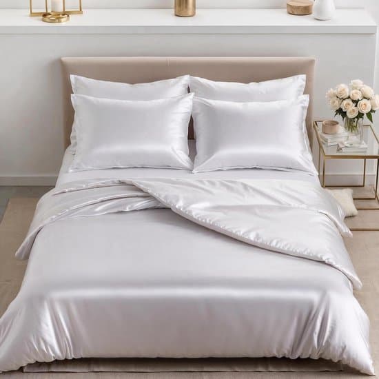 Satijnen Dekbedset - Zacht Beddengoed - Comfortabel Slapen - Extra Dik Materiaal - 200x200 cm - Wit