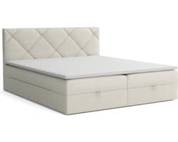 Meuba Home - Valeria Boxspring - Beige - 160x200 - Stof - Met topper 8cm