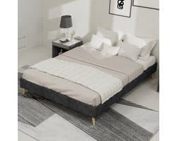 REDOM Bedframe - Gestoffeerd - Met Opbergruimte - Metalen Frame - Grijs - 140 X 200 Cm