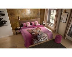 Pure dekbedovertrek panter - 2 persoons 200x200/220 cm - Roze - Microvezel