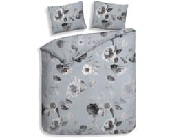 Heckettlane Dekbedovertrek Katoen Satijn Mira - Mist Grey - 100% Katoen-Satijn - Dekbedovertrek 200x200/220cm - Tweepersoons - Berlijn