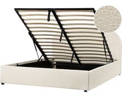 BELIANI QUILLIEN - Bed met opbergruimte - Lichtbeige - 140 x 200 cm - Bouclé