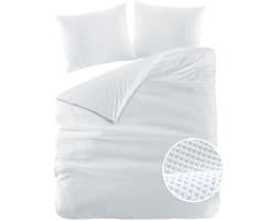 Papillon Dekbedovertrek Mendoza Wafel Wit Tweepersoons 200x200/220 cm - Hoogwaardige Percale Katoen Super Zacht