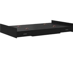 Tweepersoonsbed | Dubbelbed | Volwassenenbed | Bedframe met opbergruimte Zwart eiken 120 x 200 cm Bewerkt hout