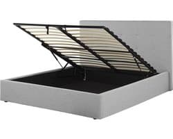 BELIANI LORIENT - Bed met opbergruimte - Lichtgrijs - 160 x 200 cm - Polyester