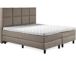 Boxspring Luxe 180x200 8 vlaks Taupe Lederlook