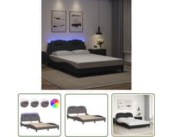 vidaXL Led Headboard - Led Bed Frame - Bedframe Viana met LED zonder matras kunstleer grijs 120x200 cm - Design Bed Frame - Modern Bed Frame - Kunstleder Bed Frame
