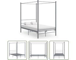 vidaXL Hemelbedframe Metaal Grijs 120x200 cm Metalen Bedframe - Hemelbed - Bed - Slaapcomfort - Design Bed