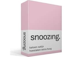 Snoozing - Katoen-satijn - Hoeslaken - Extra Hoog - Tweepersoons - 120x220 cm - Roze