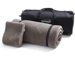 Reisset draagbaar slaapsysteem - reistrolley, reiskussen en oplegmatras hoofdkussen nekklachten