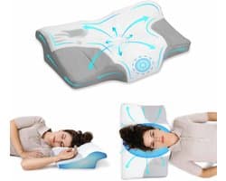 Orthopedisch Kussen - Neksteun Hoofdkussen - Comfortabel Slapen - Traagschuim Vormvast - 60x36x10-12cm