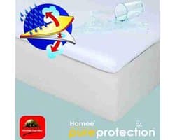 Homéé molton waterdicht topper flanel hoeslaken tweepersoons 180x220 +10 cm 100% gekamde katoen wit