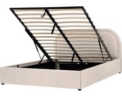 BELIANI QUILLIEN - Bed opbergruimte - Lichtbeige - 140 x 200 cm - Polyester