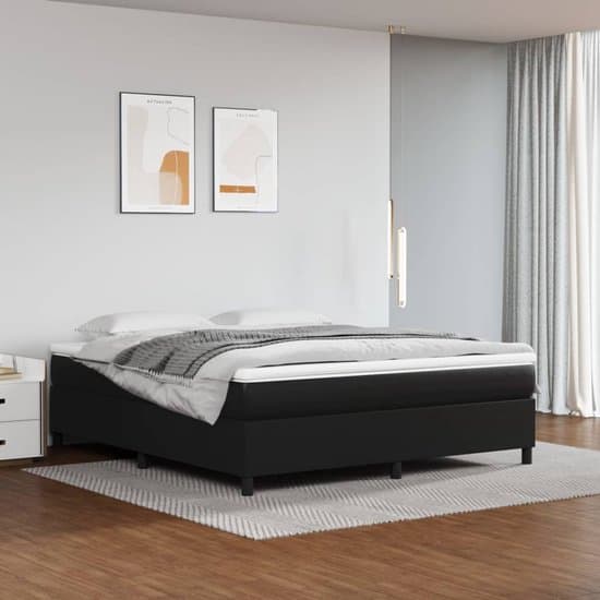 Tweepersoonsbed | Dubbelbed | Volwassenenbed | Boxspring bed kunstleer zwart 180x200 cm