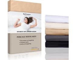 Bed Couture - Percale Hoeslaken van 100% hoogwaardig imperial weave Katoen - Tweepersoons 140x200cm - Hoekhoogte 30cm - Ultra zacht en soepel - Goud Beige