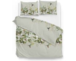 Zohome Dekbedovertrek Aldonza - Bedlinnen met Bloemen print - 240x220 - Groen - Dekbedhoes van 100% Katoen-Satijn